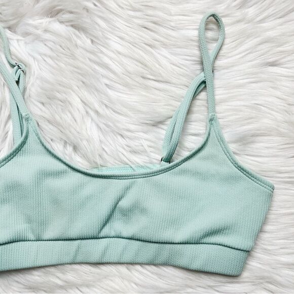 SHEIN Ribbed Scoop Neck Bikini Top Mint Green Size Medium - Picture 2 of 4